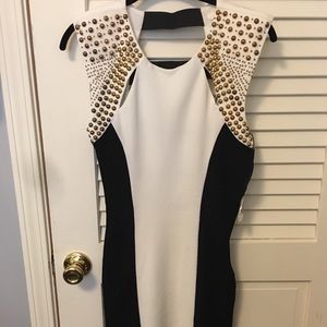 Black, white and gold dress